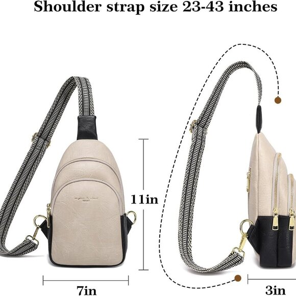 Crossbody Sling Bags Fanny Packs Leather Purses Chest Bag for Women - Picture 3 of 7